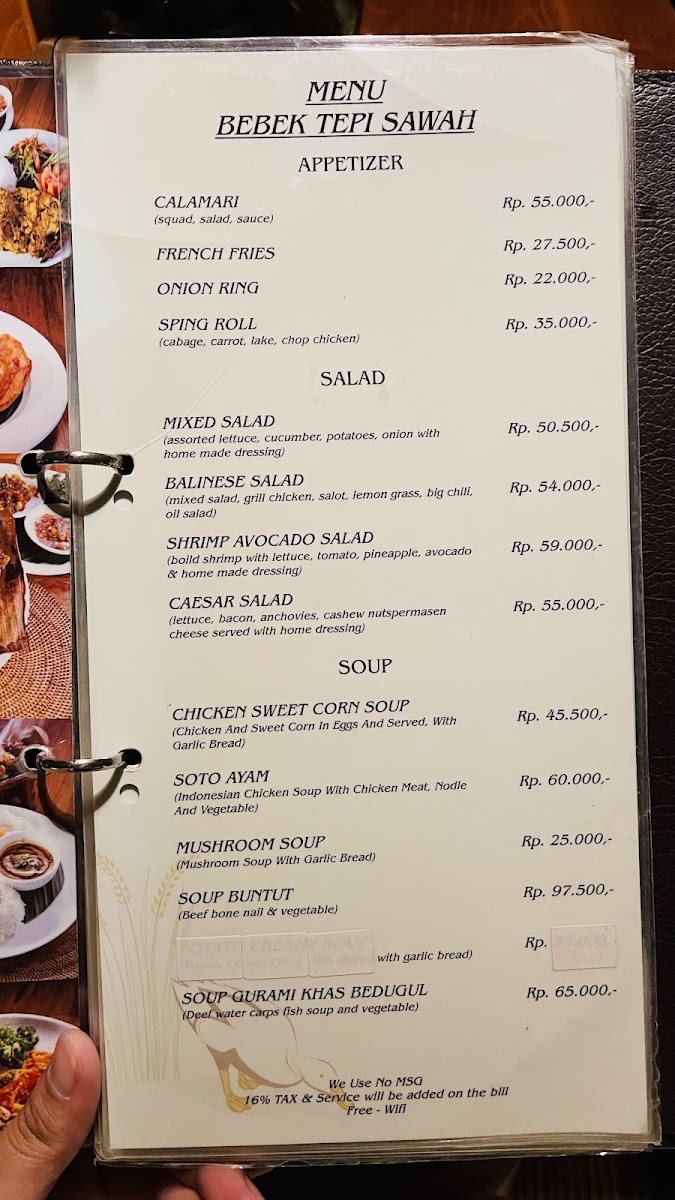 Bebek Tepi Sawah Restaurant Menu - Image 1