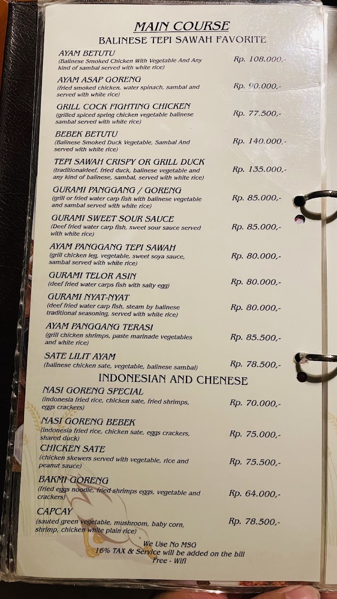 Bebek Tepi Sawah Restaurant Menu - Image 2